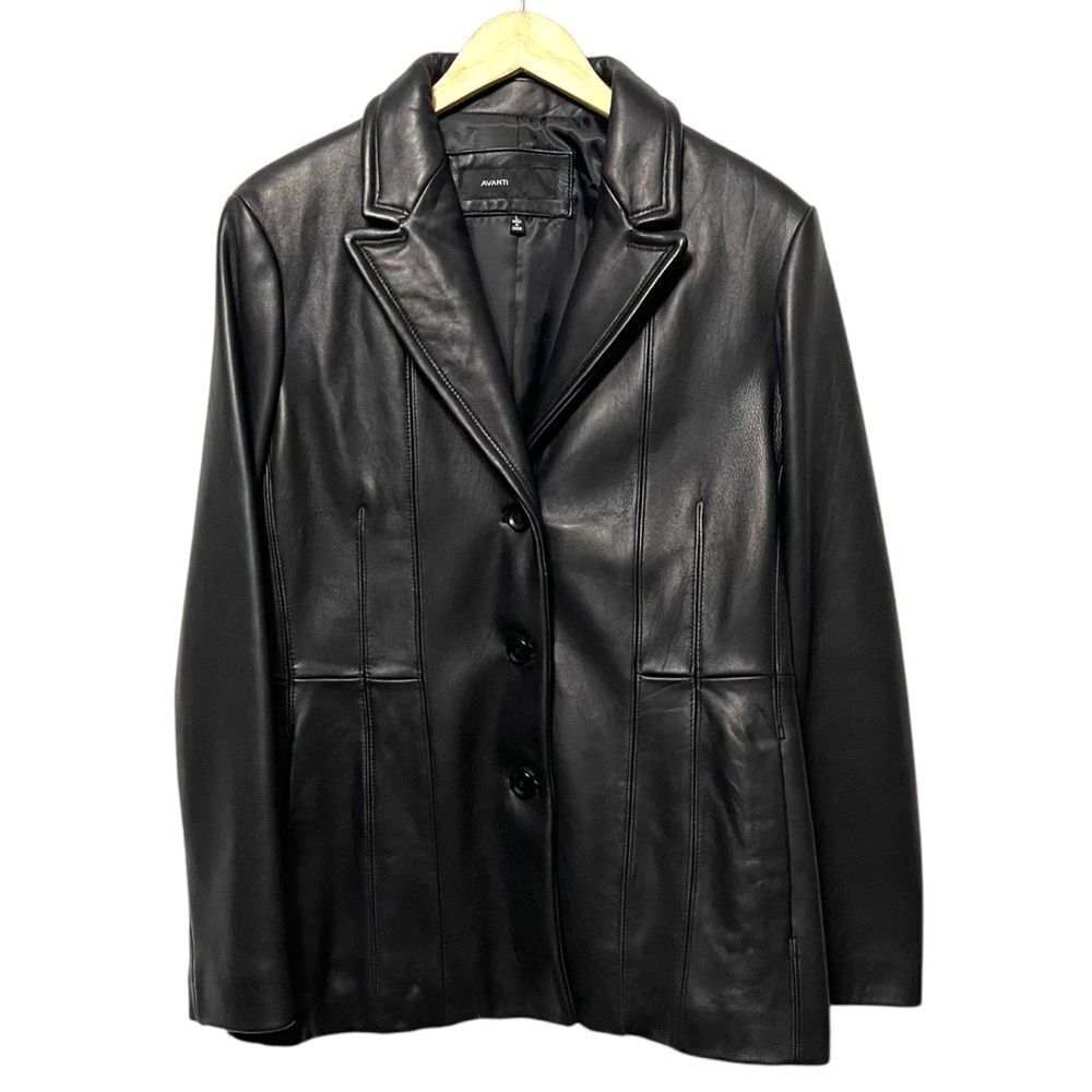 AVANTI Women’s Black Leather Blazer L